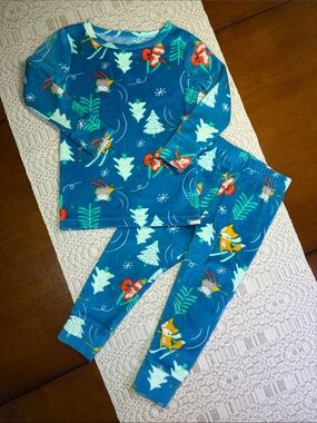 Kids Holiday Pajama Set with Forest Character Print
